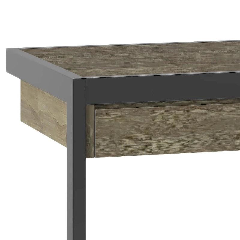 Scrivania da ufficio industriale in legno massello di acacia con ripiano estraibile per tastiera e cassetti