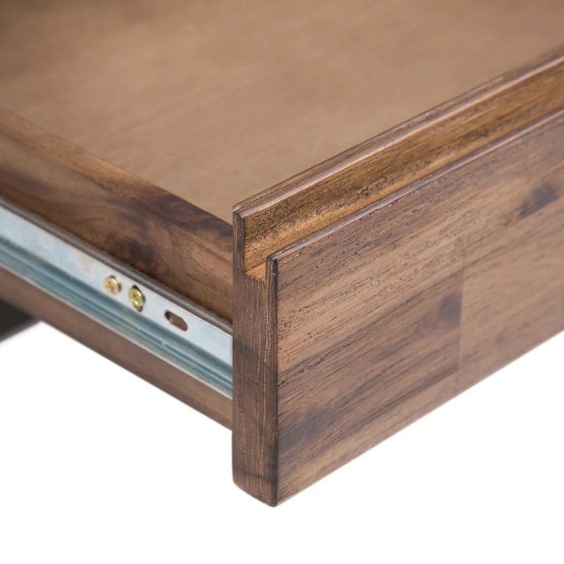 Scrivania da ufficio industriale in legno massello di acacia con ripiano estraibile per tastiera e cassetti