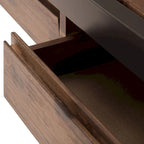 Scrivania da ufficio industriale in legno massello di acacia con ripiano estraibile per tastiera e cassetti