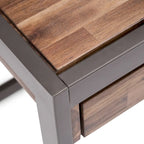 Scrivania da ufficio industriale in legno massello di acacia con ripiano estraibile per tastiera e cassetti
