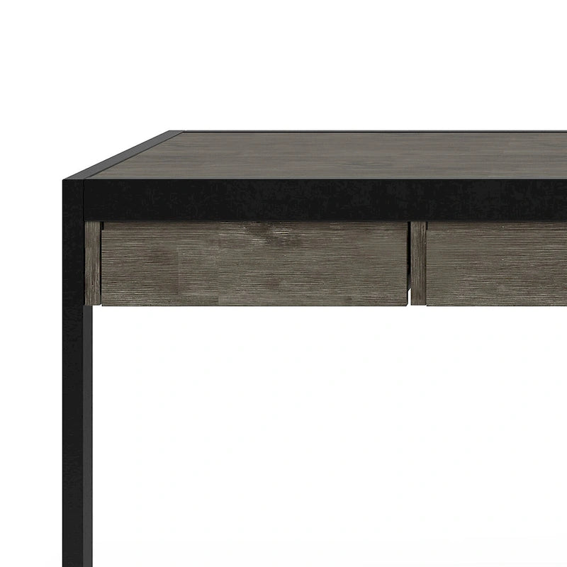 Scrivania da ufficio industriale in legno massello di acacia con ripiano estraibile per tastiera e cassetti