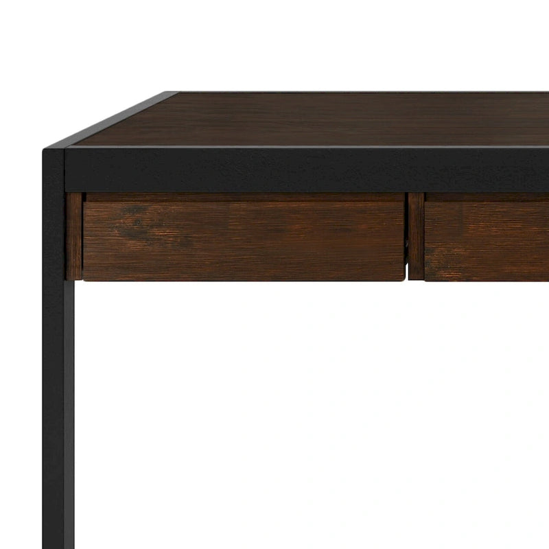 Scrivania da ufficio industriale in legno massello di acacia con ripiano estraibile per tastiera e cassetti