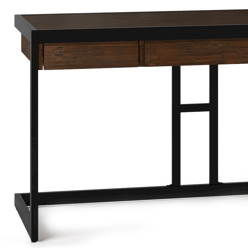 Scrivania da ufficio industriale in legno massello di acacia con ripiano estraibile per tastiera e cassetti