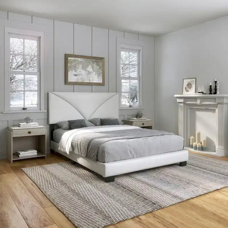 Struttura letto imbottita in similpelle con testiera regolabile