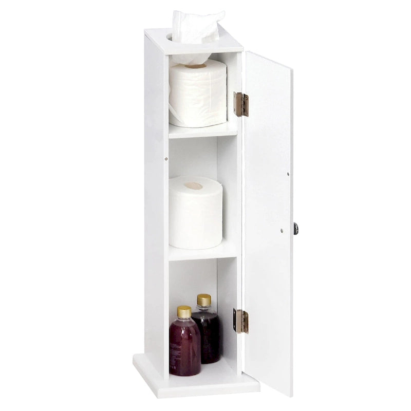 Mobiletto verticale bianco da bagno - 7.75"x7.75"x25.75"