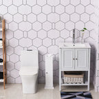 Mobiletto verticale bianco da bagno - 7.75"x7.75"x25.75"