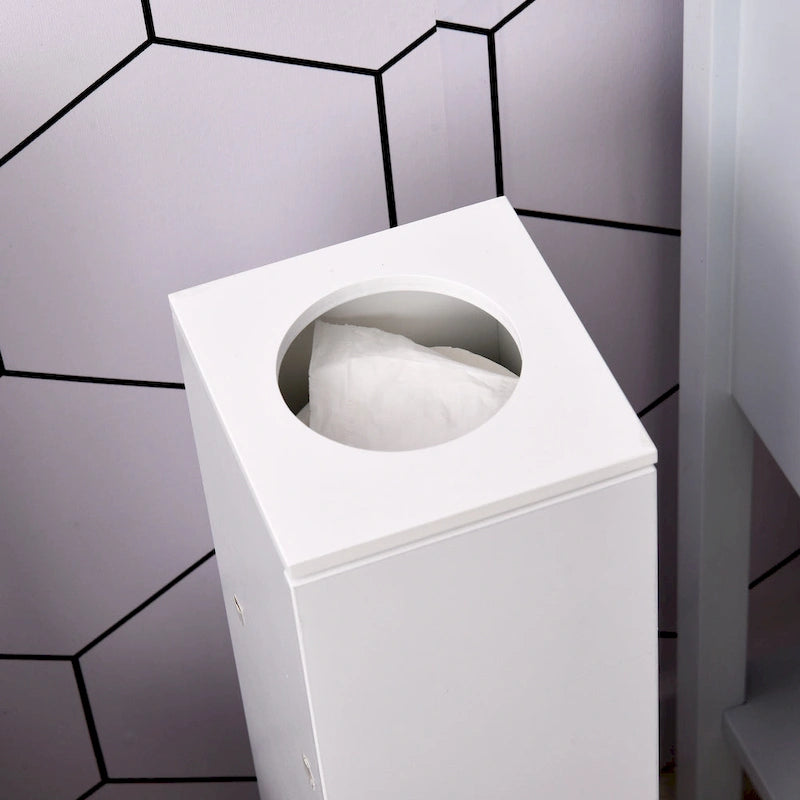 Mobiletto verticale bianco da bagno - 7.75"x7.75"x25.75"
