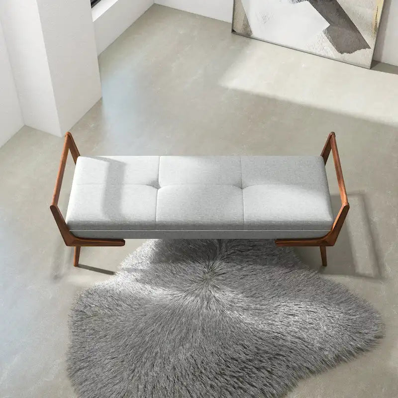 Panca imbottita in tessuto Mid-Century Modern
