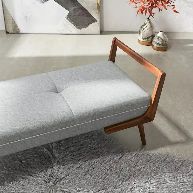 Panca imbottita in tessuto Mid-Century Modern