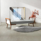 Panca imbottita in tessuto Mid-Century Modern