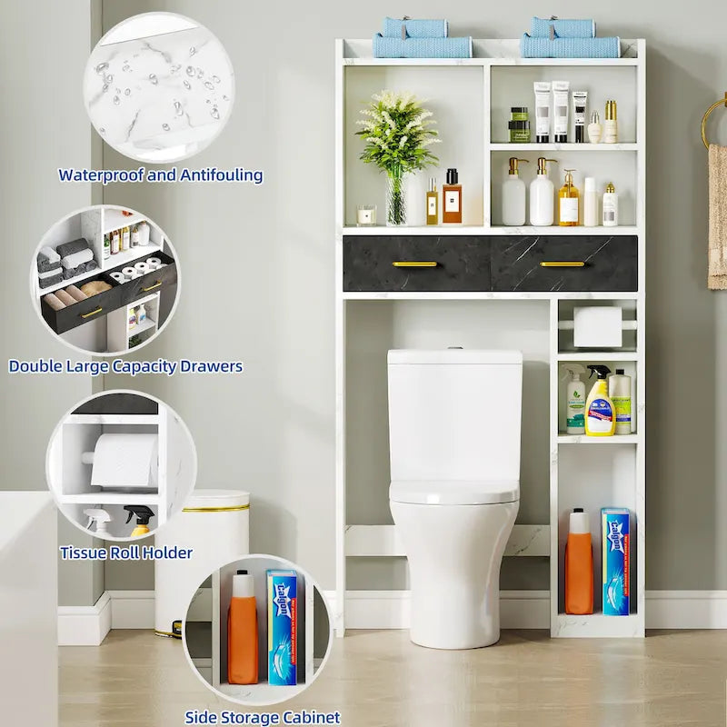Mobiletto sopra WC con cassetti e ripiani