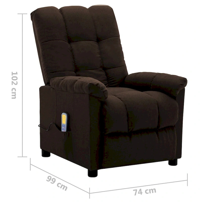 Poltrona Reclinabile Massaggiante in Tessuto - Marrone Scuro, 73,9 x 99,1 x 102,1 cm
