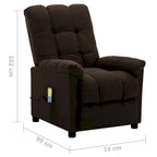 Poltrona Reclinabile Massaggiante in Tessuto - Marrone Scuro, 73,9 x 99,1 x 102,1 cm