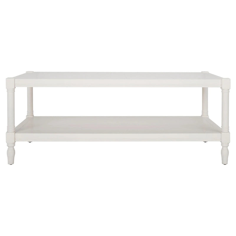 Tavolino da salotto bianco con ripiano a doghe - 120 x 60 x 48 cm