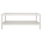 Tavolino da salotto bianco con ripiano a doghe - 120 x 60 x 48 cm