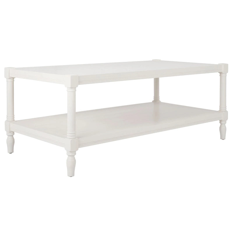 Tavolino da salotto bianco con ripiano a doghe - 120 x 60 x 48 cm