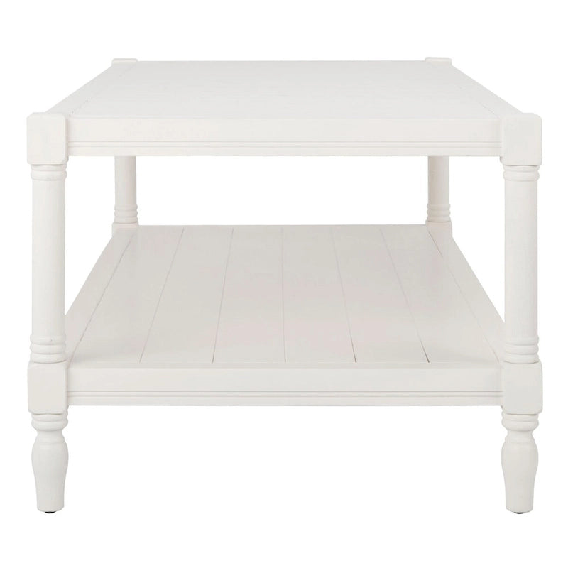 Tavolino da salotto bianco con ripiano a doghe - 120 x 60 x 48 cm