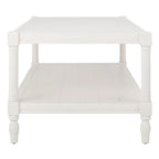 Tavolino da salotto bianco con ripiano a doghe - 120 x 60 x 48 cm