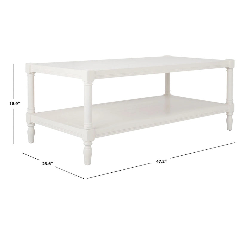 Tavolino da salotto bianco con ripiano a doghe - 120 x 60 x 48 cm
