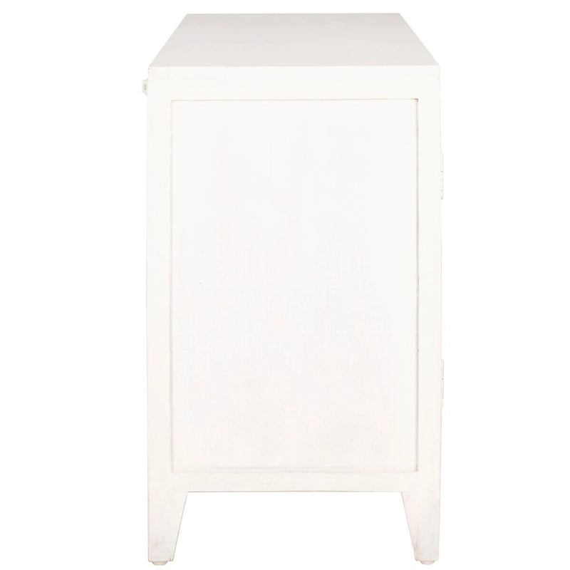 Mobile TV a 2 ripiani e 2 ante con facciata in legno intagliato - 42W x 15D x 26H pollici