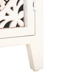 Mobile TV a 2 ripiani e 2 ante con facciata in legno intagliato - 42W x 15D x 26H pollici