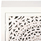 Mobile TV a 2 ripiani e 2 ante con facciata in legno intagliato - 42W x 15D x 26H pollici