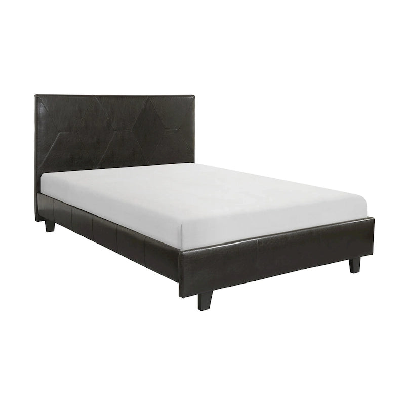 Letto a piattaforma California King Size, in similpelle marrone, legno massiccio