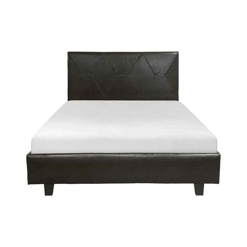 Letto a piattaforma California King Size, in similpelle marrone, legno massiccio