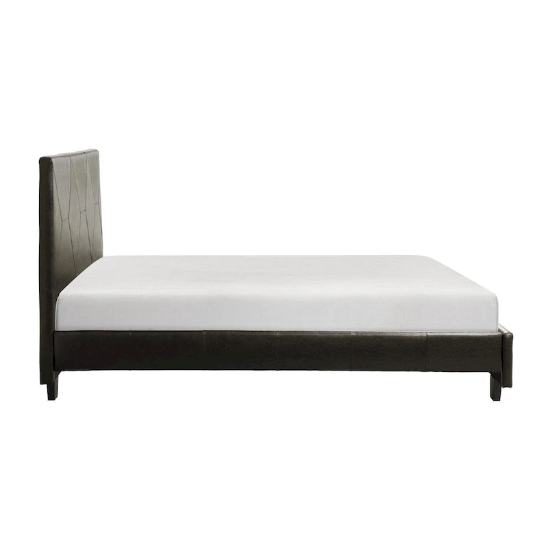 Letto a piattaforma California King Size, in similpelle marrone, legno massiccio
