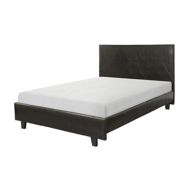 Letto a piattaforma California King Size, in similpelle marrone, legno massiccio