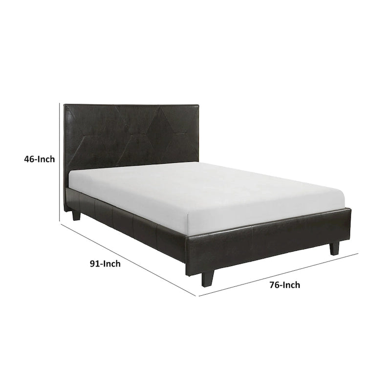 Letto a piattaforma California King Size, in similpelle marrone, legno massiccio