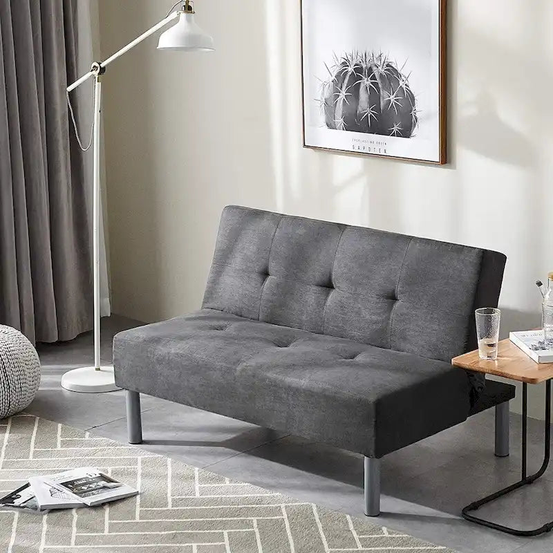 Mini divano letto futon compatto - Grigio acciaio