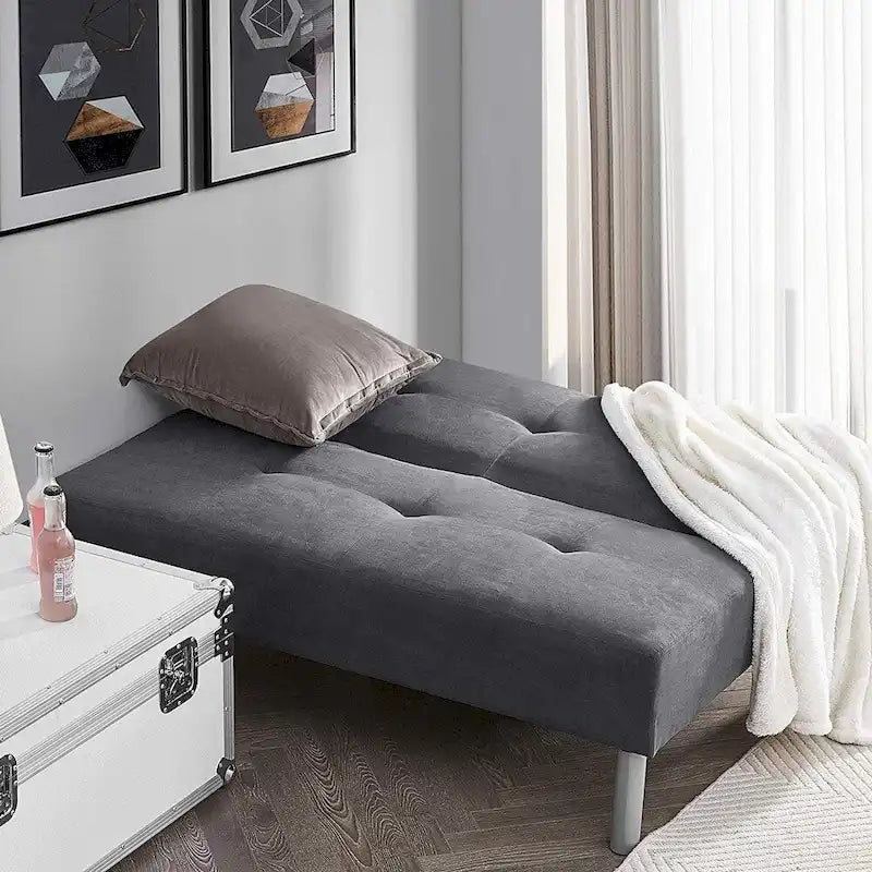 Mini divano letto futon compatto - Grigio acciaio