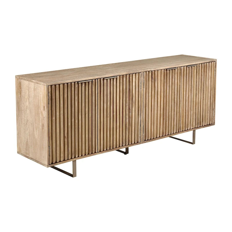 Credenza Mid-Century Modern da 72 pollici in legno di mango scanalato