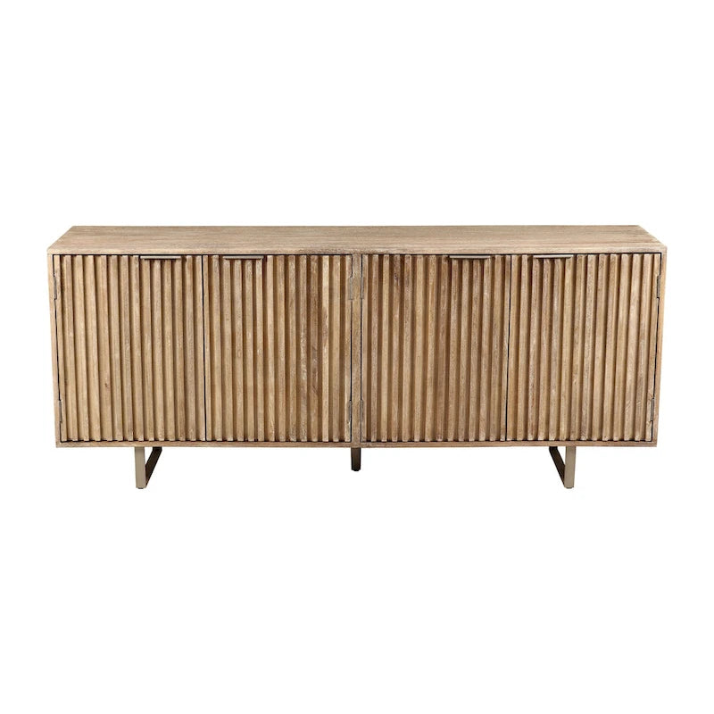 Credenza Mid-Century Modern da 72 pollici in legno di mango scanalato