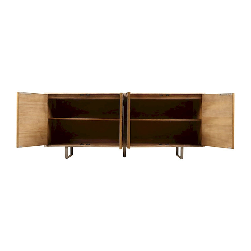 Credenza Mid-Century Modern da 72 pollici in legno di mango scanalato