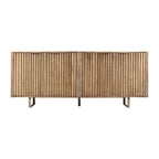 Credenza Mid-Century Modern da 72 pollici in legno di mango scanalato