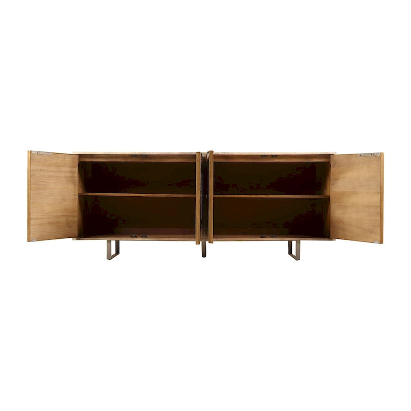 Credenza Mid-Century Modern da 72 pollici in legno di mango scanalato