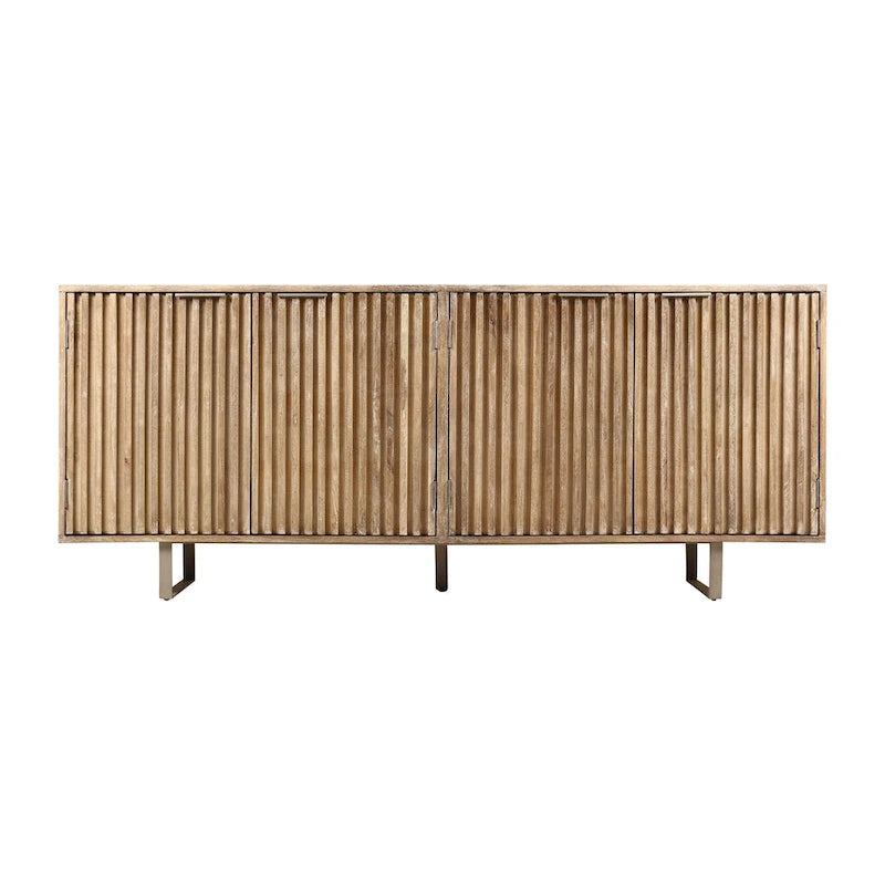 Credenza Mid-Century Modern da 72 pollici in legno di mango scanalato