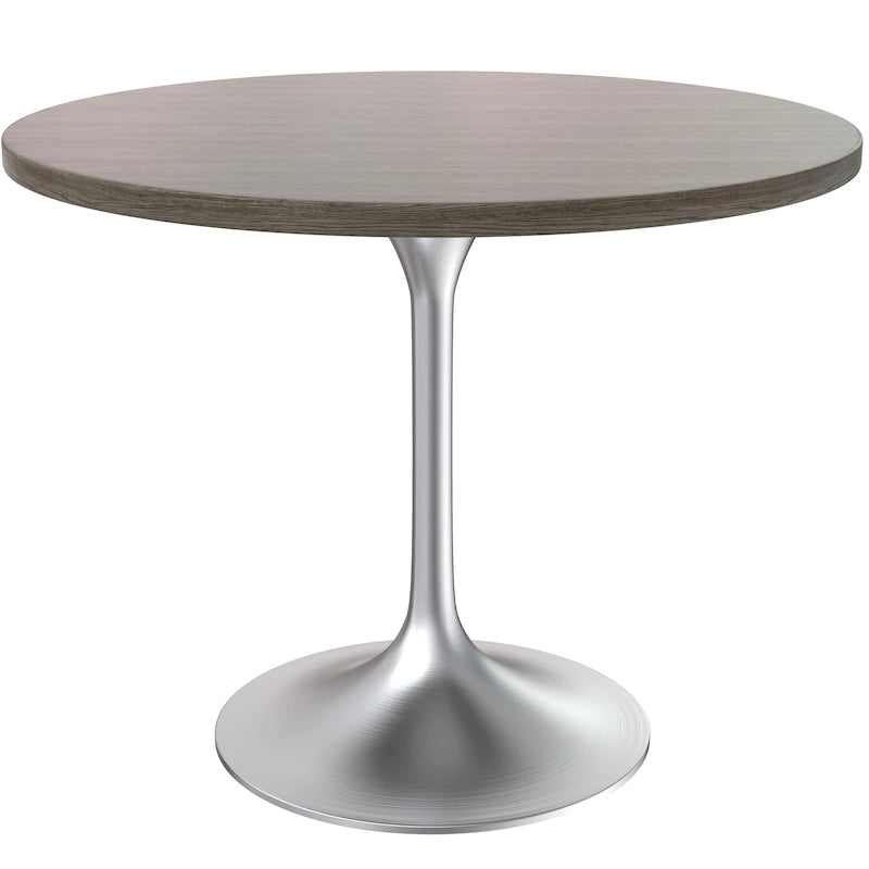 Tavolo da pranzo rotondo da 36" con ripiano in MDF e base a piedistallo cromata