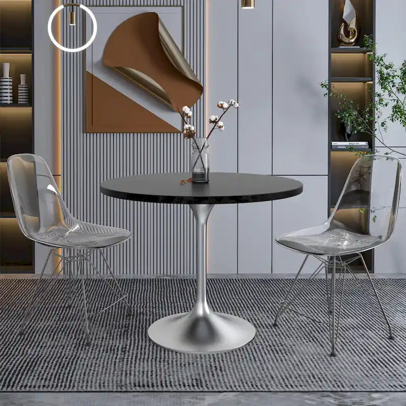 Tavolo da pranzo rotondo da 36" con ripiano in MDF e base a piedistallo cromata