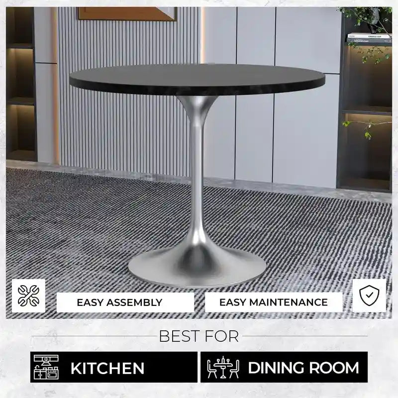 Tavolo da pranzo rotondo da 36" con ripiano in MDF e base a piedistallo cromata