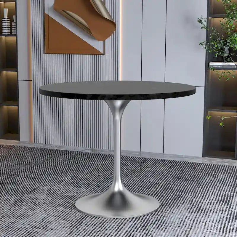 Tavolo da pranzo rotondo da 36" con ripiano in MDF e base a piedistallo cromata