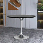 Tavolo da pranzo rotondo da 36" con ripiano in MDF e base a piedistallo cromata