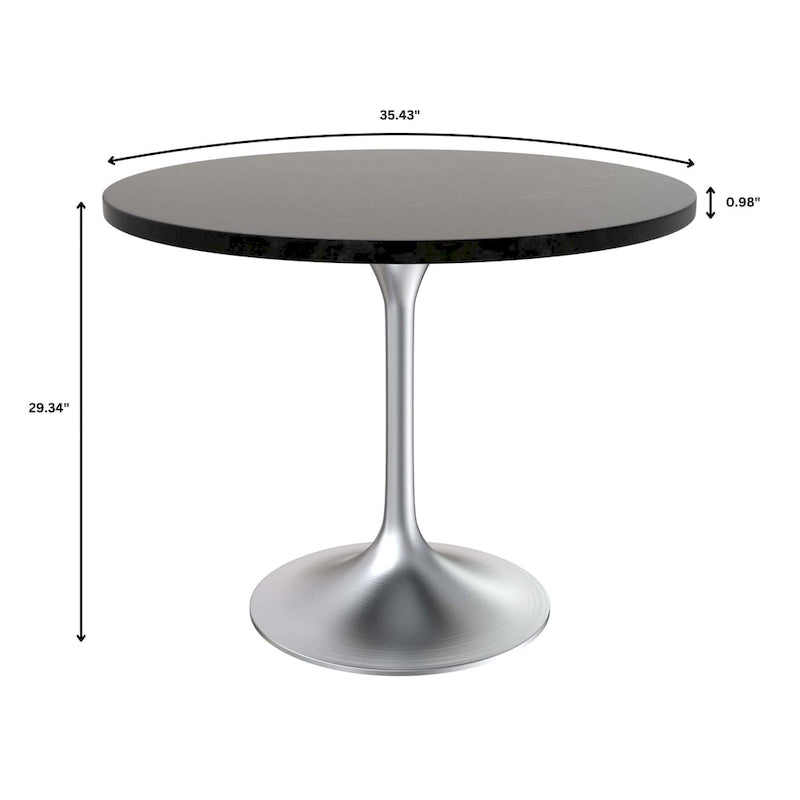 Tavolo da pranzo rotondo da 36" con ripiano in MDF e base a piedistallo cromata