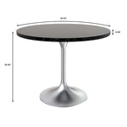 Tavolo da pranzo rotondo da 36" con ripiano in MDF e base a piedistallo cromata