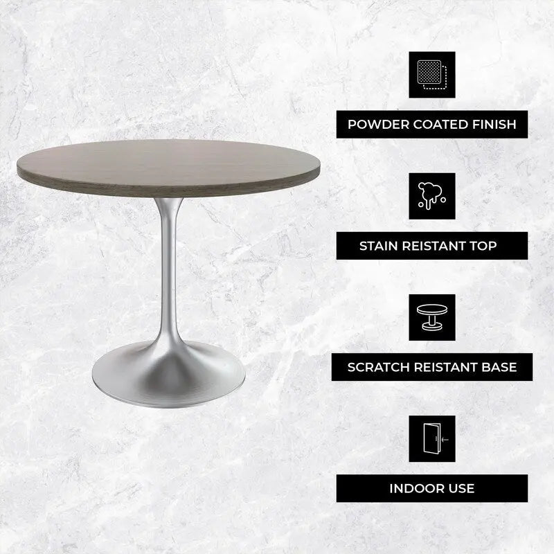 Tavolo da pranzo rotondo da 36" con ripiano in MDF e base a piedistallo cromata