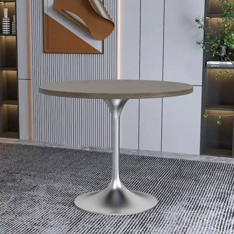 Tavolo da pranzo rotondo da 36" con ripiano in MDF e base a piedistallo cromata