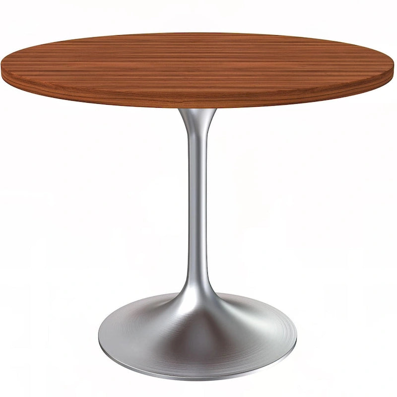 Tavolo da pranzo rotondo da 36" con ripiano in MDF e base a piedistallo cromata