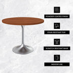 Tavolo da pranzo rotondo da 36" con ripiano in MDF e base a piedistallo cromata